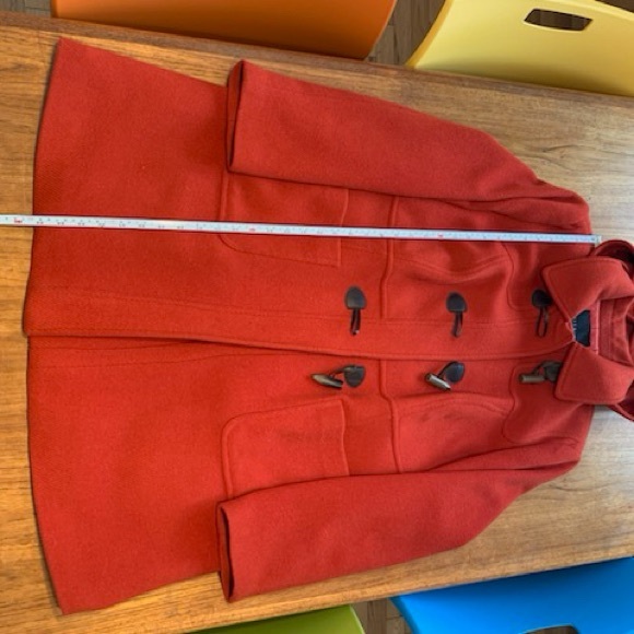 Orange wool Talbots pea coat. Worn once. Measurements in photos. - Picture 3 of 8